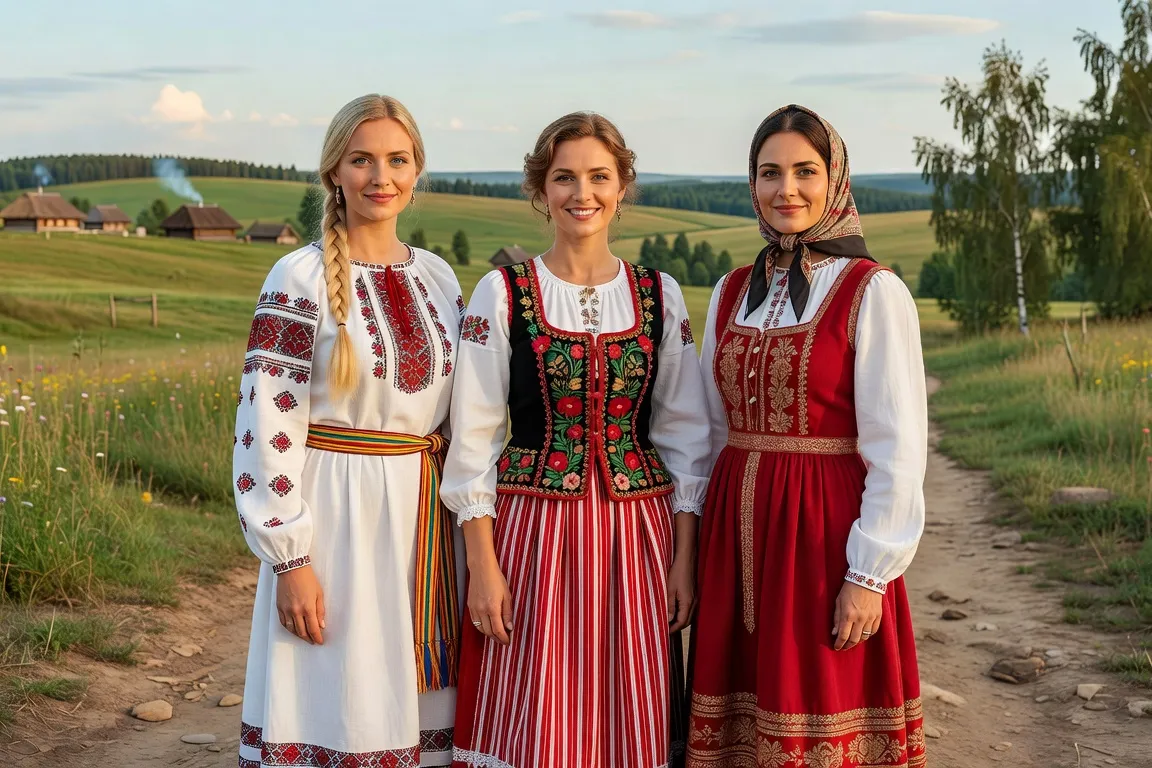 Portrait de femmes slaves de différentes origines, diversité culturelle