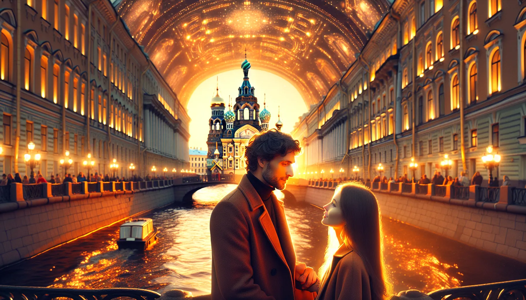 Couple en voyage romantique a Saint-Petersbourg, Russie : decouvrir la ville avec sa compagne russe